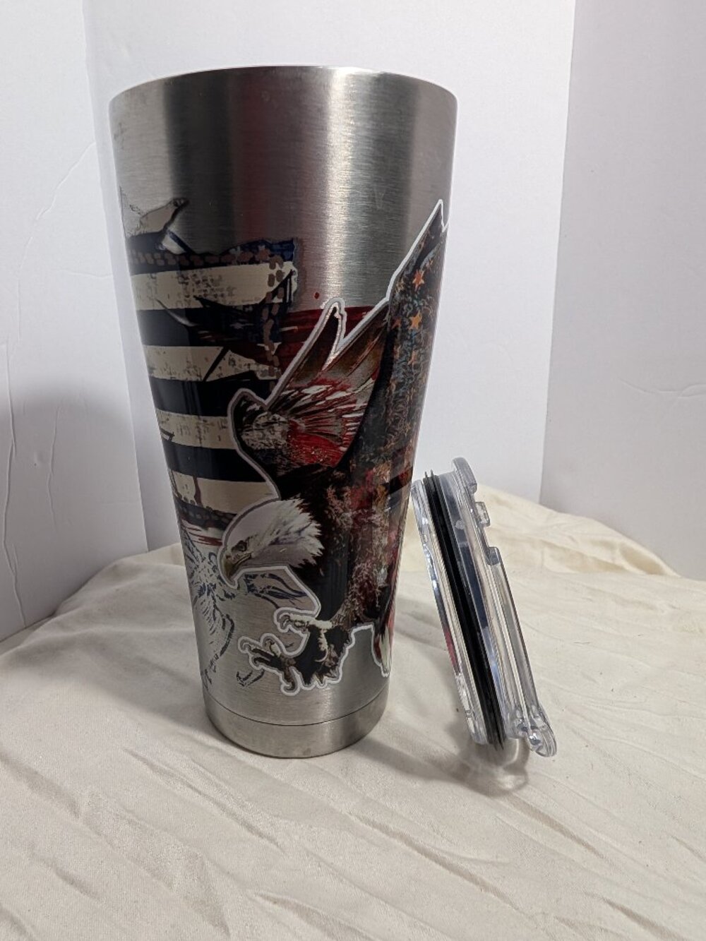 Tervis Stainless Steel Tumbler American Eagle USA Flag Insulated Cup 30oz W/ Lid